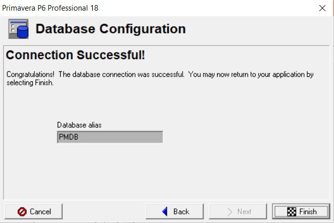 Connection Successful!! in Database Configuration. Hit Finish