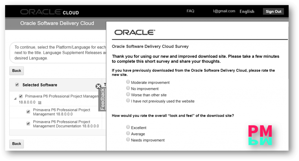 Oracle Feedback for primavera p6 downloading