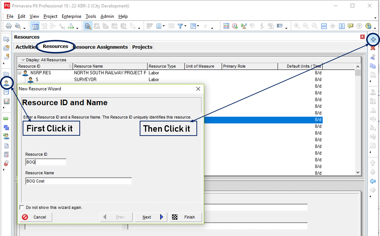 How to add resources in Primavera P6