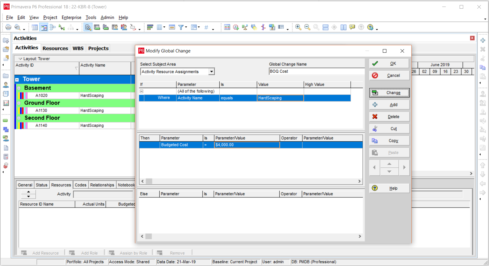 Global change for BOQ Cost Loading in Primavera P6